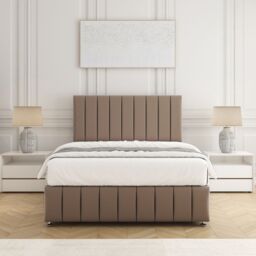 "BSSPOKE Sierra Plush Velvet Divan Bed Set 24""Headboard & Mattress & No Drawers in Bronze - Size: Double" - thumbnail 1