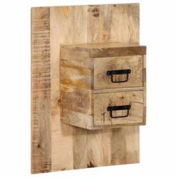 Berkfield Home Beautiful Bedside Cabinet 60x32x80 cm Solid Rough Wood Mango in Brown - Size: 60 x 32 x 80 cm - thumbnail 2