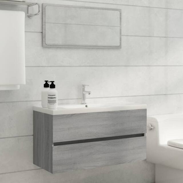 Berkfield Home Sink Cabinet Grey Sonoma 90x38.5x45 cm Engineered Wood - image 1