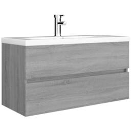 Berkfield Home Sink Cabinet Grey Sonoma 90x38.5x45 cm Engineered Wood - thumbnail 4