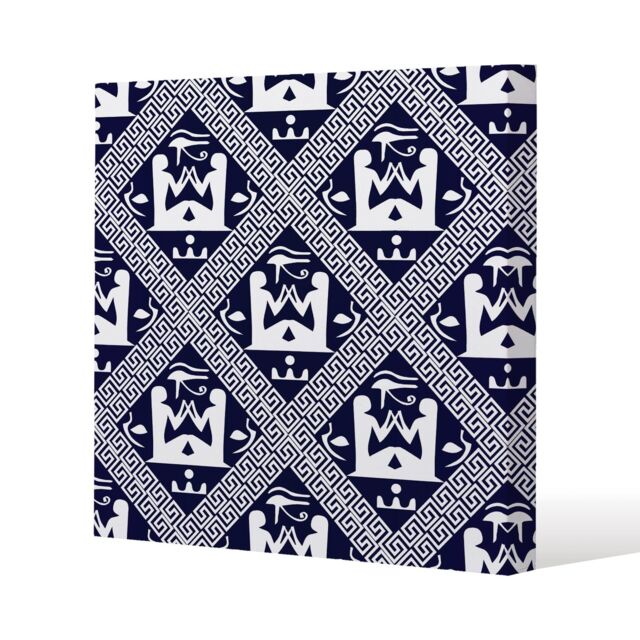 Benjamin Tate Design Egyptian Hieroglyphs in Navy (Canvas Print) / 90 x 90 x 4cm in Natural - Size: 90 x 90 x 4 cm - image 1
