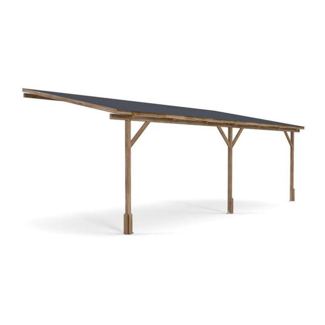 Dunster House Lean To Wooden Gazebo Wall Mounted 6m x 3m with Super Felt - Utopia in Brown - image 1