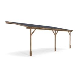 Dunster House Lean To Wooden Gazebo Wall Mounted 6m x 3m with Super Felt - Utopia in Brown - thumbnail 1