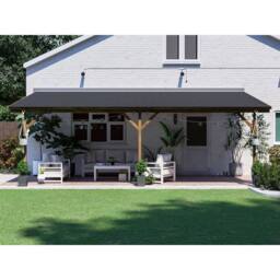 Dunster House Lean To Wooden Gazebo Wall Mounted 6m x 3m with Super Felt - Utopia in Brown - thumbnail 4