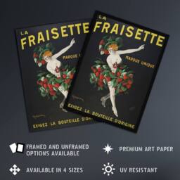 "Artery8 Fraisinette Strawberry Liqueur Vintage Ad Vintage Framed Wall Art Print in Black - Size: W12"" x H16""" - thumbnail 2