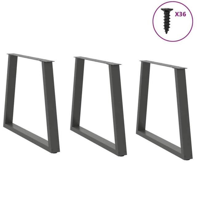 Berkfield Home Modern Dining Table Legs V-Shape 3 pcs Anthracite 80x(72-73.3) cm in Dark Grey - image 1