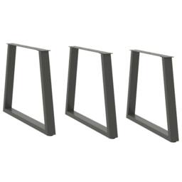 Berkfield Home Modern Dining Table Legs V-Shape 3 pcs Anthracite 80x(72-73.3) cm in Dark Grey - thumbnail 2