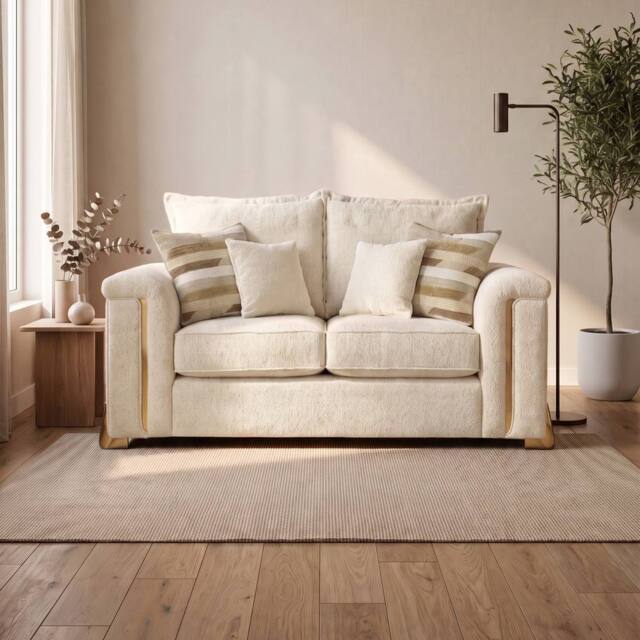 Somnior Deco Arch Sofa in Sherpa Columbus Fabric - Armchair, 2 & 3 Seater Sofa in Cream - Size: Armchair - image 1