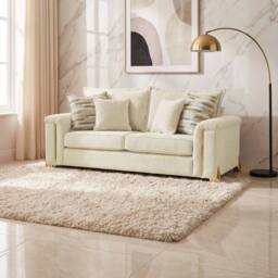 Somnior Deco Arch Sofa in Sherpa Columbus Fabric - Armchair, 2 & 3 Seater Sofa in Cream - Size: Armchair - thumbnail 2