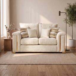 Somnior Deco Arch Sofa in Sherpa Columbus Fabric - Armchair, 2 & 3 Seater Sofa in Cream - Size: Armchair