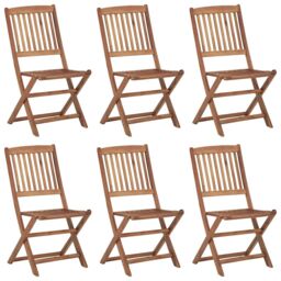 Berkfield Home Folding Outdoor Chairs 6 pcs Solid Acacia Wood in Brown - thumbnail 1
