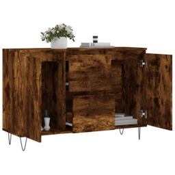 Berkfield Home Sideboard Smoked Oak 104x35x70 cm Engineered Wood in Brown - Size: 104 x 35 x 70 cm - thumbnail 4