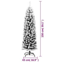 Berkfield Home Slim Artificial Christmas Tree with Flocked Snow Green 150 cm PVC - thumbnail 7