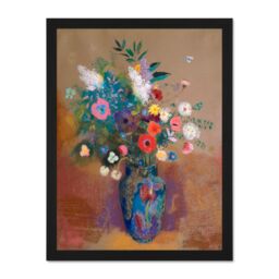 "Artery8 Wall Art Print Flowers Odilon Redon Large Light Oak Large Framed Wall Décor Art in White - Size: W18"" x H24""" - thumbnail 1