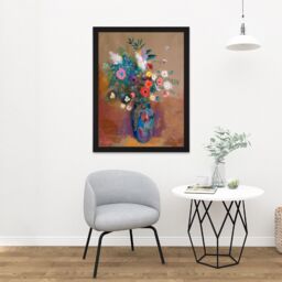 "Artery8 Wall Art Print Flowers Odilon Redon Large Light Oak Large Framed Wall Décor Art in White - Size: W18"" x H24""" - thumbnail 2