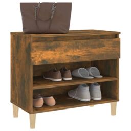 Berkfield Home Shoe Cabinet Smoked Oak 70x36x60 cm Engineered Wood in Brown - Size: 70 x 36 x 60 cm - thumbnail 4