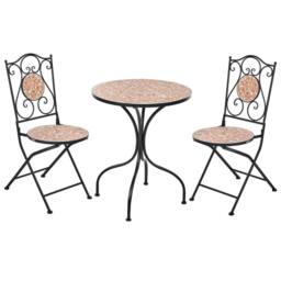 Wyld and Coco Outdoor Bistro Set - Black Iron Frame Terrazzo-Effect Ceramic Tabletop - thumbnail 3