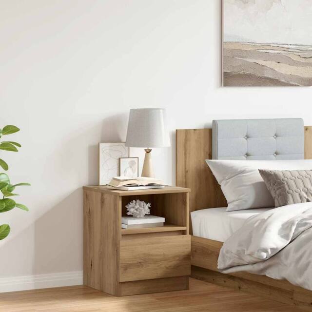 Berkfield Home Classic Bedside Cabinet Artisan Oak 40x40x50 cm Engineered Wood in Brown - Size: 40 x 40 x 50 cm - image 1