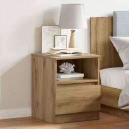 Berkfield Home Classic Bedside Cabinet Artisan Oak 40x40x50 cm Engineered Wood in Brown - Size: 40 x 40 x 50 cm - thumbnail 2
