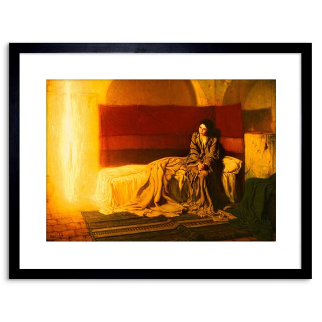 "Artery8 Wall Art Print Tanner The Annunciation Painting Artwork Framed 9X7 Inch in Black - Size: W7"" x H9""" - image 1