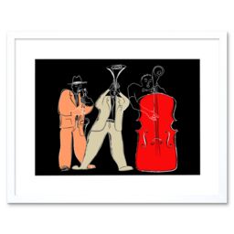 "Artery8 Wall Art Print Musicians Jazz Modern Art Framed 9x7 inch in White - Size: W7"" x H9""" - thumbnail 1