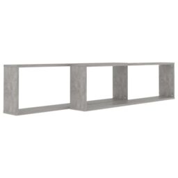Berkfield Home Wall Cube Shelf 2 pcs Concrete Grey 100x15x30 cm Engineered Wood - Size: 100 x 15 x 30 cm - thumbnail 4
