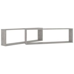 Berkfield Home Wall Cube Shelf 2 pcs Concrete Grey 100x15x30 cm Engineered Wood - Size: 100 x 15 x 30 cm - thumbnail 5