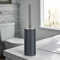 Showerdrape Alto White Toilet Brush & Holder in Grey