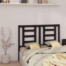 Berkfield Home Beautiful Bed Headboard Black 126x4x100 cm Solid Wood Pine - Size: 126 x 4 x 100 cm - thumbnail 4