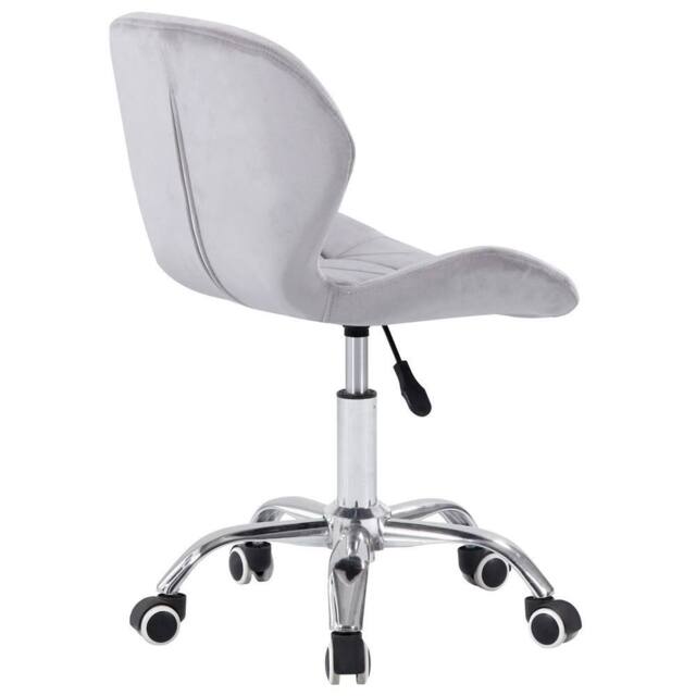 Nordara Grey Cushioned Velvet Office Chair Chrome Legs Swivel Lift Small Desk - image 1