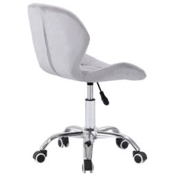 Nordara Grey Cushioned Velvet Office Chair Chrome Legs Swivel Lift Small Desk - thumbnail 1