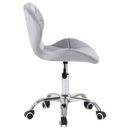 Nordara Grey Cushioned Velvet Office Chair Chrome Legs Swivel Lift Small Desk - thumbnail 3