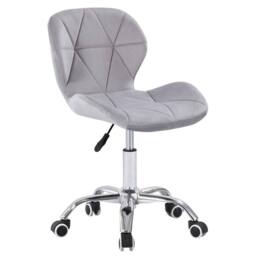 Nordara Grey Cushioned Velvet Office Chair Chrome Legs Swivel Lift Small Desk - thumbnail 4