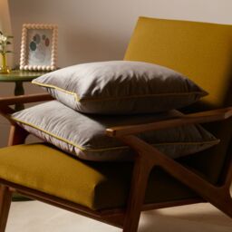 Furn Meridian Velvet Piped Cushion in Stone - Size: 55 cm x 55 cm - thumbnail 6