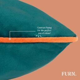 Furn Meridian Velvet Piped Cushion in Stone - Size: 55 cm x 55 cm - thumbnail 7