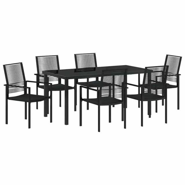 Berkfield Home 7 Piece Garden Dining Set Black PVC Rattan - image 1