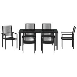 Berkfield Home 7 Piece Garden Dining Set Black PVC Rattan - thumbnail 7