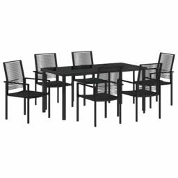 Berkfield Home 7 Piece Garden Dining Set Black PVC Rattan - thumbnail 1