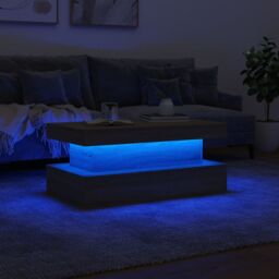 Berkfield Home Coffee Table with LED Lights Sonoma Oak 90x50x40 cm in Brown - Size: 90 x 50 x 40 cm - thumbnail 5