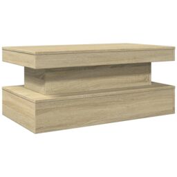 Berkfield Home Coffee Table with LED Lights Sonoma Oak 90x50x40 cm in Brown - Size: 90 x 50 x 40 cm - thumbnail 3