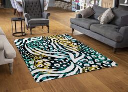 Benjamin Tate Design Tropical Leaves & Animal Print Rug in Natural - Size: Large - thumbnail 2