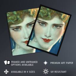 Artery8 Face of Blonde Woman with Earrings W T Benda Framed Wall Art Print - Size: A4 - thumbnail 2