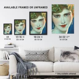 Artery8 Face of Blonde Woman with Earrings W T Benda Framed Wall Art Print - Size: A4 - thumbnail 3