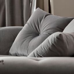 Furnishings For Less UK Derby Fabric Grey Sofa 3 Seater, 2 Seater Scatter Back, Scroll Arms - thumbnail 2