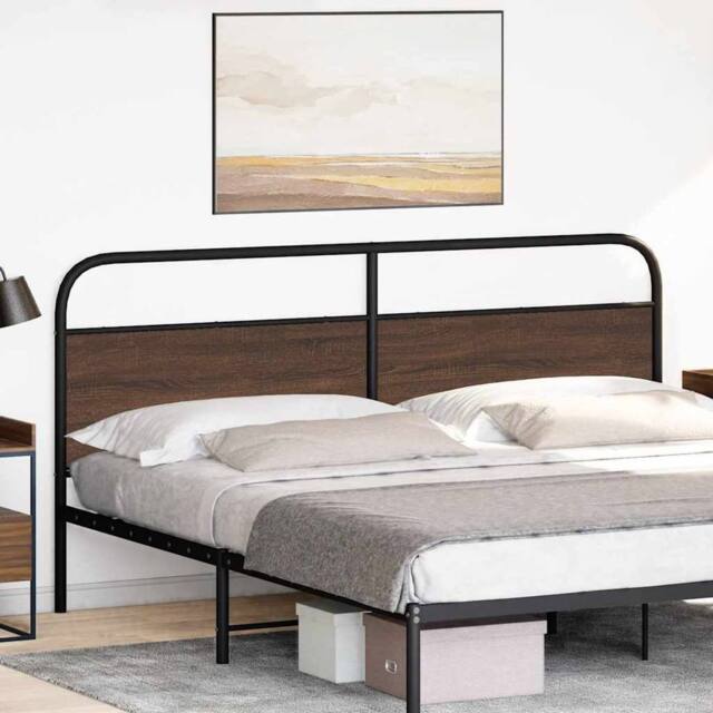 Berkfield Home Headboard Brown Oak 180 cm Steel & Engineered Wood - image 1