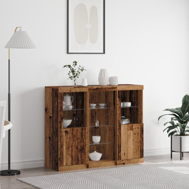 Berkfield Home Sideboard with LED Lights Old Wood 123x37x100 cm Engineered Wood in Brown - Size: 123 x 37 x 100 cm - image 1