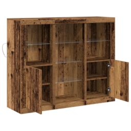 Berkfield Home Sideboard with LED Lights Old Wood 123x37x100 cm Engineered Wood in Brown - Size: 123 x 37 x 100 cm - thumbnail 6