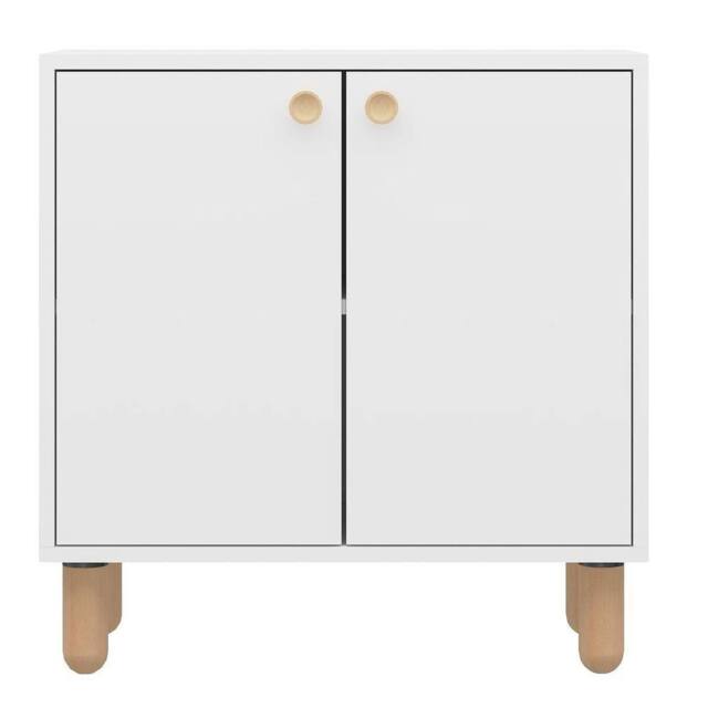 CALICOSY Small 2-Door Sideboard With Solid Beech Legs, 72 Cm Wide - LINA in White - image 1