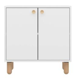 CALICOSY Small 2-Door Sideboard With Solid Beech Legs, 72 Cm Wide - LINA in White - thumbnail 1