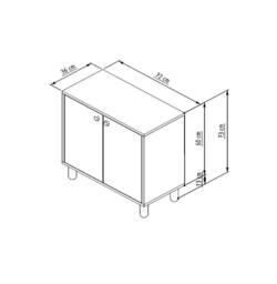 CALICOSY Small 2-Door Sideboard With Solid Beech Legs, 72 Cm Wide - LINA in White - thumbnail 5